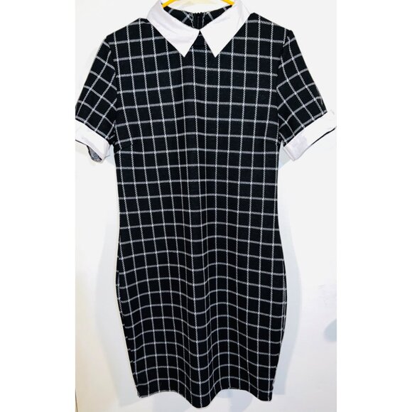 New Fashion Nova Any Day Of The Week Collared Dress Black Size L Back Zip - Picture 1 of 3